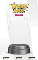 special discount sale template with 3d podium with white abstract gradient background vector