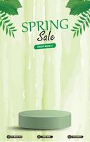 spring sale banner with discount 3d podium for product sale with abstract background vector