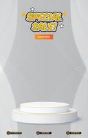 special sale banner with 3d podium with white abstract gradient background vector
