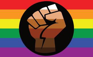 A fist with a rainbow background vector