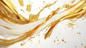 Dynamic interplay white gold and forming paint, of swirling patterns and energetic splashes against a textured backdrop photo