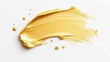 Gold paint smearing across textured surface, creating elegant shimmer backdrop with artistic metallic photo