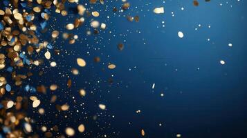 confetti golden and cascading over luminous azure Sparkling symbolizing background, celebration festive energy photo