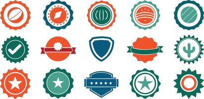 a set of different colored badges and labels vector