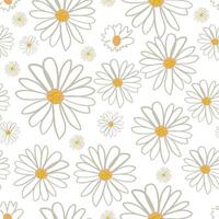 Seamless cute daisies and pattern white background vector