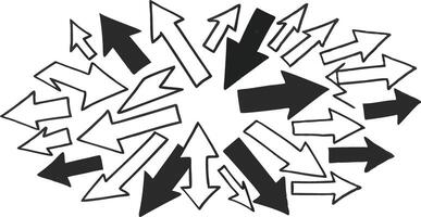 a circle of arrows with arrows pointing in different directions vector