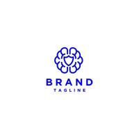 Shield Protected Brain Lines Logo Design. Smart Brain Guardian Lines Logo Design. vector