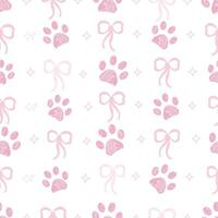 Bow ties and paw prints seamless fabric design vector