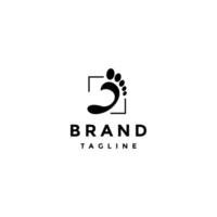Simple Square Corner Footprint Logo Design. Footprint Silhouette In Two Square Corners Logo Design. vector