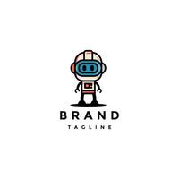 Cute Astronaut Bot Mascot Logo Design. Little Fun Astronaut Robot Mascot Logo Design. vector
