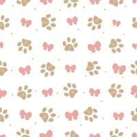 Paw prints and bow ties pattern vector