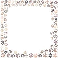 Earth colored paw prints frame design vector