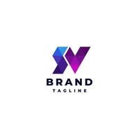 Colorful Mosaic Triangle Initial Letters S and V Logo Design. Simple Initial SV Letter Mosaic Triangle Logo Design. vector