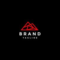 Geometric Mountain Triangle Lines Logo Design. Red Mountain Triangle Frame Logo Design. vector