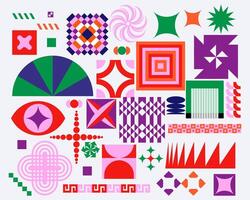 Bauhaus geometric shape colorful pattern background brochure layout banner cover print art editable vector