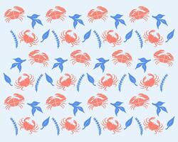 Crab illustration pattern sea world marine life background layout banner packaging cover print art editable vector