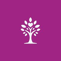 a purple background with a tree and heart on it vector