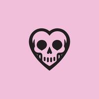 a skull in a heart shape on a pink background vector
