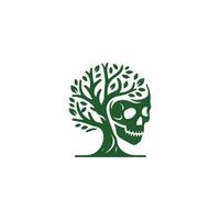 a skull and tree logo on a white background vector
