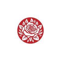 a red rose is in the center of a white circle vector