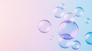 Soap atmosphere floating on a colorful gradient background, creating a dreamy and playful bubbles photo