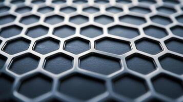 Metallic hexagonal grid representing geometric pattern, creating technological innovation and modern digital aesthetic photo