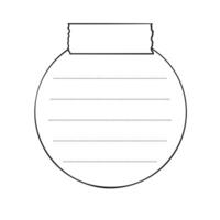 Hand drawn blank round memo paper sheet, sticky note, reminder, to do list, sticky tape. Bullet journal elements in line art doodle style. vector