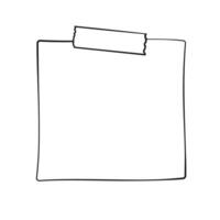 Hand drawn blank memo paper sheet template, sticky note, reminder, to do list, sticky tape. Bullet journal elements in line art doodle style. vector