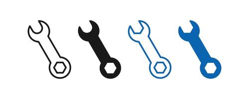 Wrench icon set. Tools icon . Repair icon . Spanner symbol, Mechanic spanner sign set. Professional mechanical maintenance tool signs vector