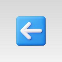 A blue left arrow button with a sleek 3D design. vector