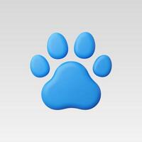 A simplistic blue paw print icon on a light background. vector