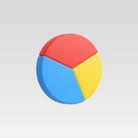 A vibrant 3D pie chart illustration with three distinct colors. vector