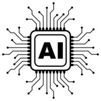 Artificial intelligence AI processor chip robot brain simple graphic flat design vector