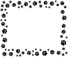 Rectangular frame with pet paw dog footprint pattern minimalist illustration vector