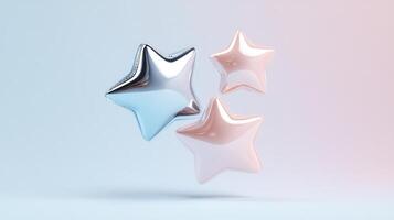 holographic chrome stars drifting against soft pastel pink, evoking ethereal cosmic dreamscape photo