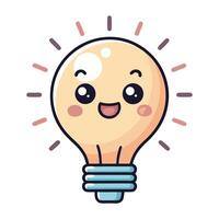 Adorable cartoon lightbulb with a smiling face, representing a bright idea vector