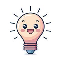 Adorable cartoon lightbulb with a smiling face, representing a bright idea,Created in pastel chibi style vector