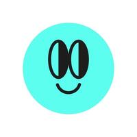 Y2K smile emoji shape. Cute happy icon in retro flat style. This abstract shape embodies nostalgia from the 90s, making it perfect for trendy decoration or badge collection. vector
