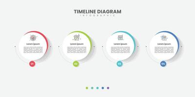 Timeline infographic template. 4 Step timeline journey, calendar Flat simple infographics design template. Business concept with 4 options vector