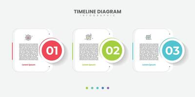 Timeline Creator infographic template. 3 Step timeline journey, calendar Flat simple infographics design template. presentation graph. Business concept with 3 options vector