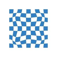 Blue distorted checkerboard pattern background. Trendy geometric design for modern backgrounds and prints. Clean and minimal optical art. vector