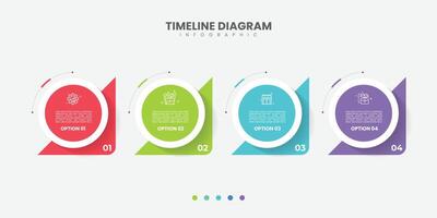 Timeline infographic template. 4 Step timeline journey, calendar Flat simple infographics design template. Business concept with presentation 4 options vector