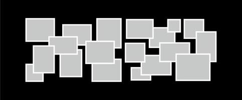 Pictures or photos frame collage, page grid layout abstract photo frames and digital photo wall vector