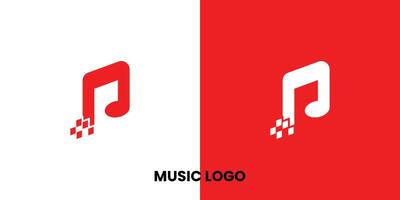 Music logo design with red and white background vector