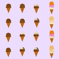 Set of collection chocolate ice cream cone vector