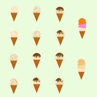 Set of collection vanilla ice cream cone vector