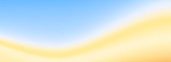 Calm beach gradient background. Abstract ocean coast wallpaper. Smooth wavy seaside line backdrop. Blurred pastel light blue and yellow wave concept. Soft summer vacation banner template. vector
