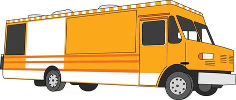 Hand-drawn food truck with playful colors, great for food-related designs, branding, festivals, or web use. Clean, isolated layout for easy editing and integration vector