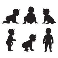Baby Silhouettes in Various Representing Different Stage vector