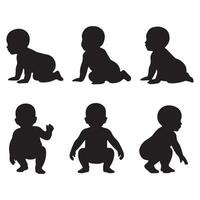 Baby Silhouettes in Various Representing Different Stages vector